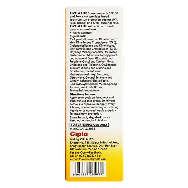 RIVELA LITE BRONZE SPF 50 PA++++ Sunscreen 40gm - Global Surgicals
