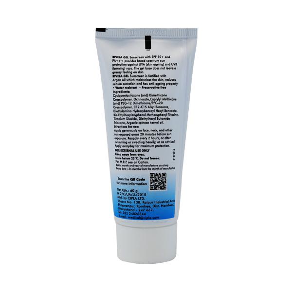 Rivela SPF 30+ PA+++ Sunscreen Gel 60gm - Global Surgicals