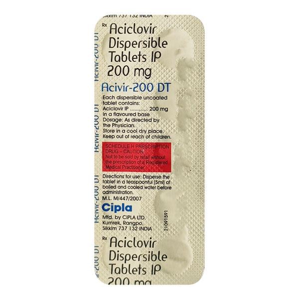 Acivir DT 200mg Tablet 10'S