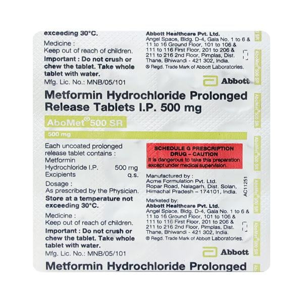 ABOMET SR 500mg Tablet 15's