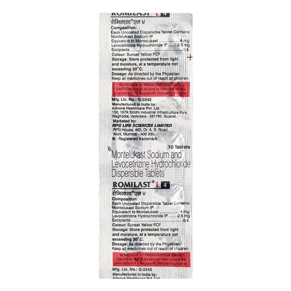 Romilast L 4mg Tablet 10'S - Global Surgicals