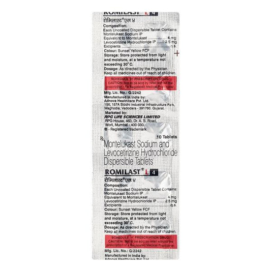Romilast L 4mg Tablet 10'S - Global Surgicals
