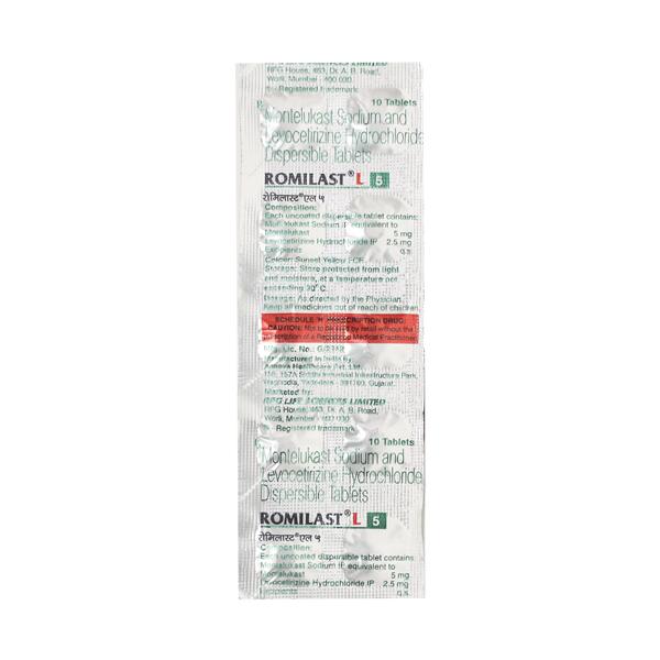 Romilast L 5/2.5mg Tablet 10'S - Global Surgicals