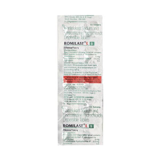 Romilast L 5/2.5mg Tablet 10'S - Global Surgicals