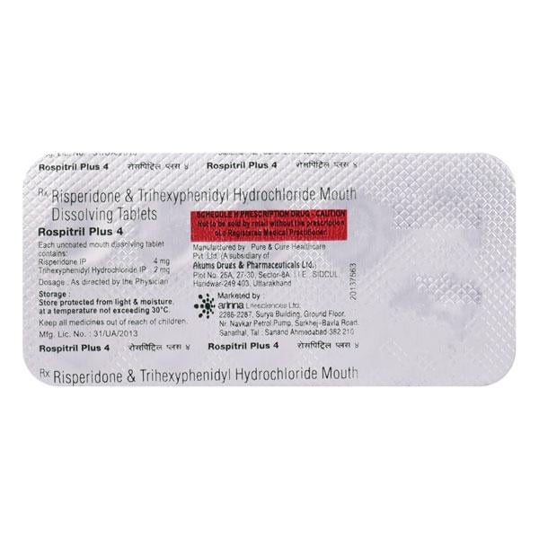 Rospitril Plus 4mg Tablet 10'S - Global Surgicals