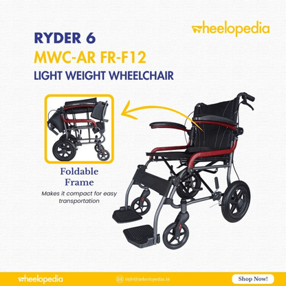 Ryder 6 Steel Light Foldable Attendant Driven Manual Wheelchair - Global Surgicals