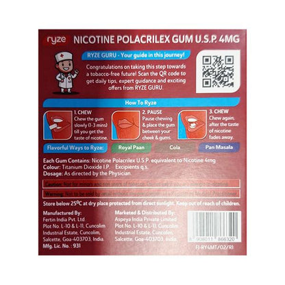 RYZE 4 MG FROSTY MINT NICOTINE Gum 9's - Global Surgicals