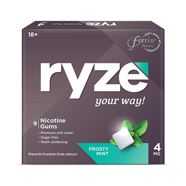RYZE SUGAR FREE FROSTY MINT NICOTINE 4mg Gum 9's - Global Surgicals