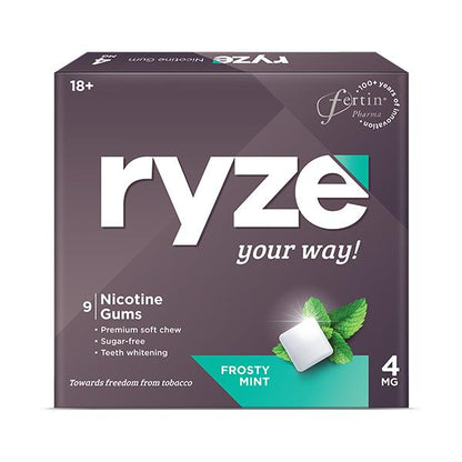 RYZE SUGAR FREE FROSTY MINT NICOTINE 4mg Gum 9's - Global Surgicals