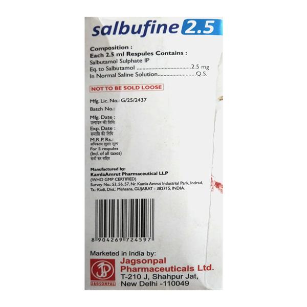 SALBUFINE 2.5 Respules 5x2.5ml