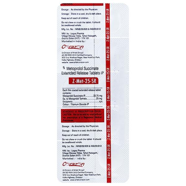 Z MET 25 SR Tablet 10's