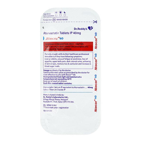 Atocor 40mg Tablet 15'S