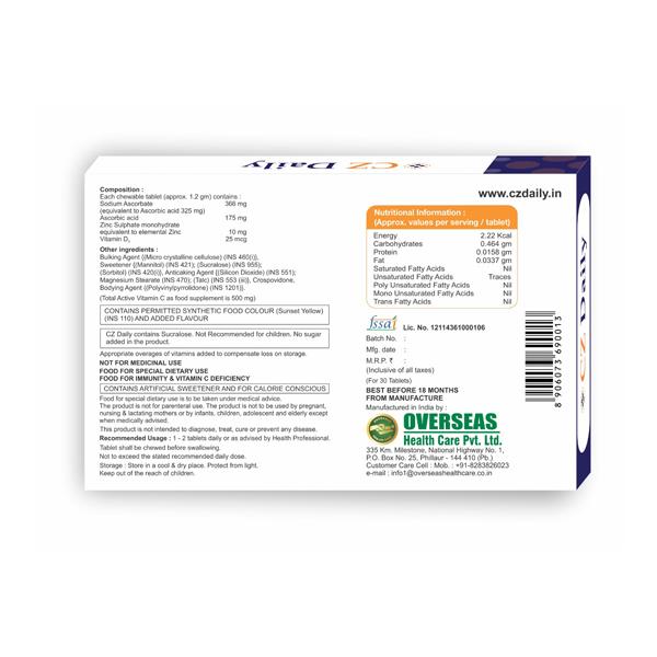 CZ DAILY ORANGE FLAVOURED Tablet 10's