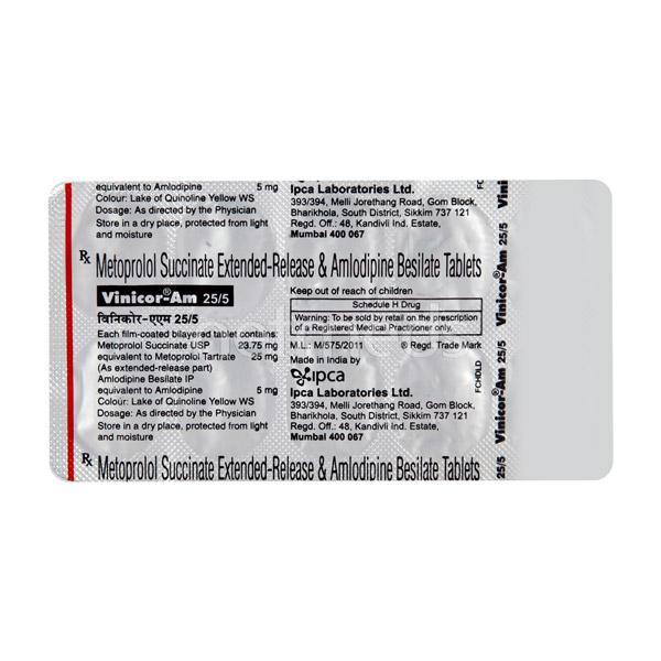 Vinicor AM 25/5mg Tablet 10'S