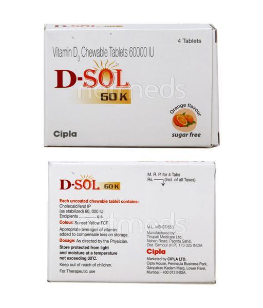 D Sol 60K Sugar Free Orange Flavour Tablet 4'S