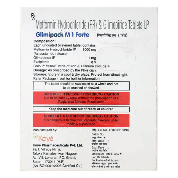 Glimipack M Forte 1/1000mg Tablet 10'S