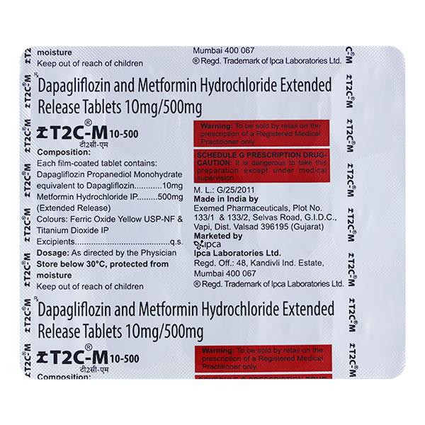 T2C M 10/500 Tablet 15's