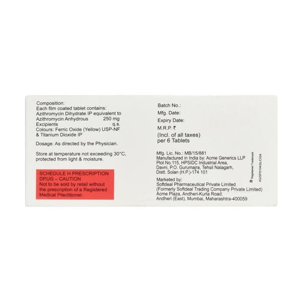 Azax 250mg Tablet 6'S