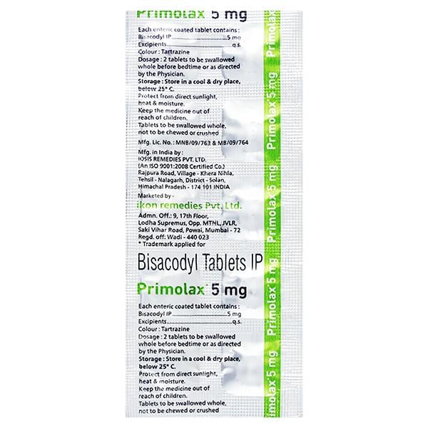 PRIMOLAX 5mg Tablet 10's