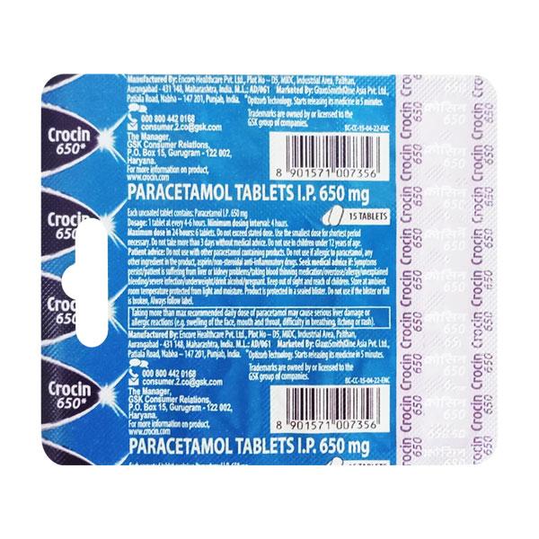 Crocin 650mg Tablet 15'S