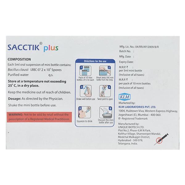 SACCTIK PLUS Oral Suspension 10X5ml - Global Surgicals