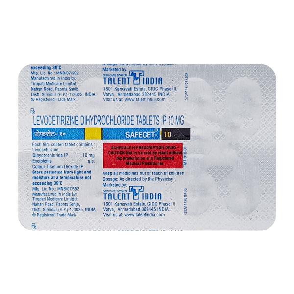 Safecet 10mg Tablet 10'S - Global Surgicals