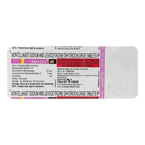 Safecet M 10/5mg Tablet 10'S - Global Surgicals
