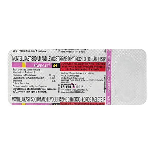Safecet M 10/5mg Tablet 10'S - Global Surgicals