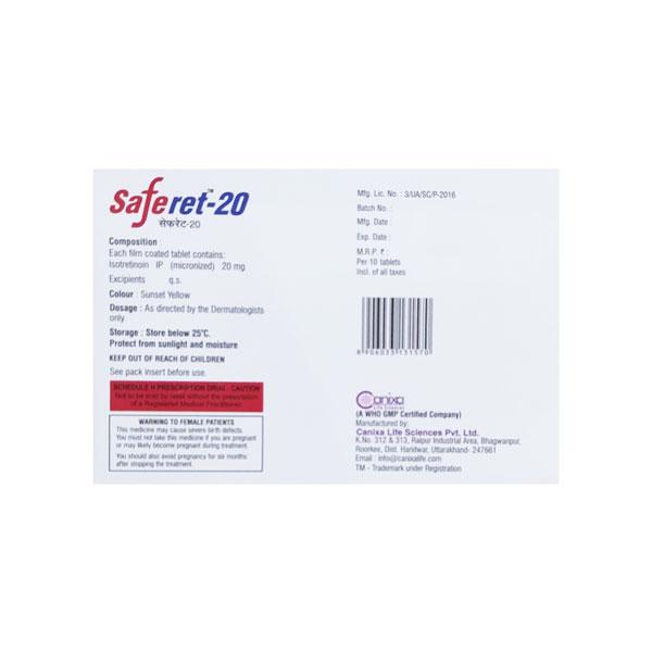 SAFERET 20 Tablet 10's - Global Surgicals