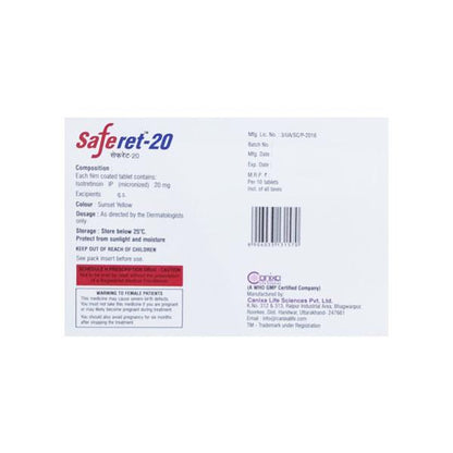 SAFERET 20 Tablet 10's - Global Surgicals