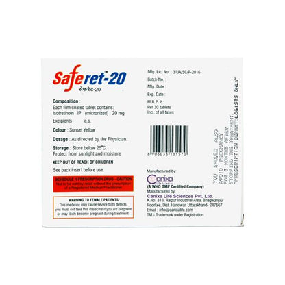 Saferet 20mg Tablet 30'S - Global Surgicals
