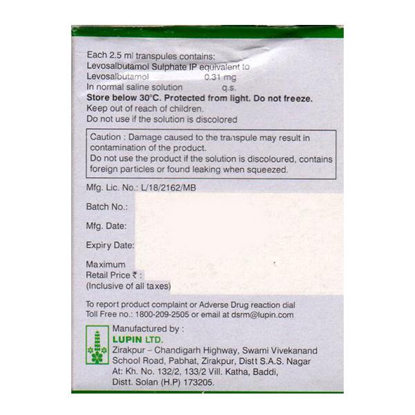 SALBAIR NEB 0.31 Transpule 5X2.5ml - Global Surgicals