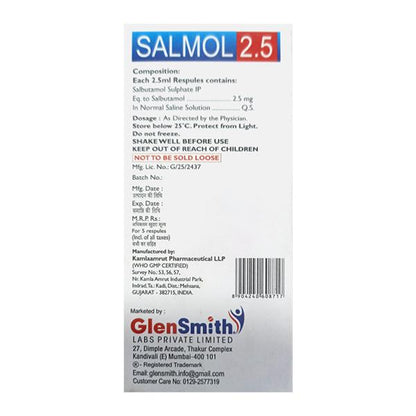 SALMOL 2.5 Respules 5X2.5ml - Global Surgicals