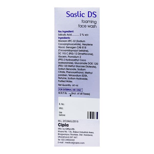 Saslic DS Face Wash Foam 60ml - Global Surgicals