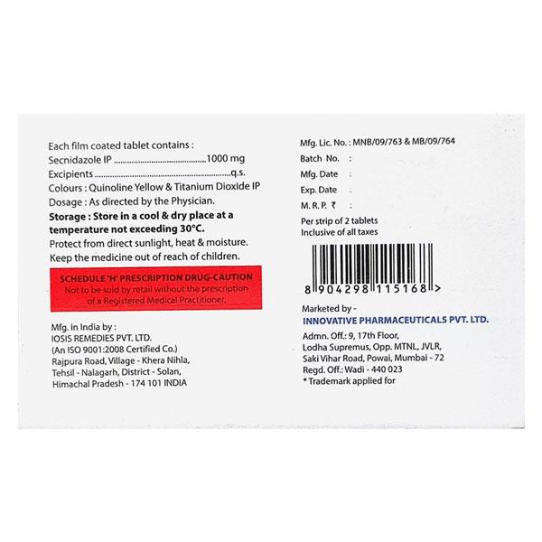 SECBACT 1000mg Tablet 2's - Global Surgicals