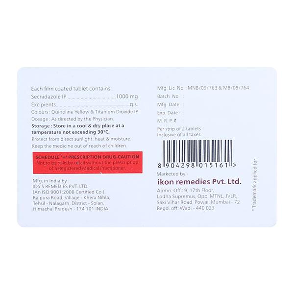 SECDAC 1000mg Tablet 2's - Global Surgicals