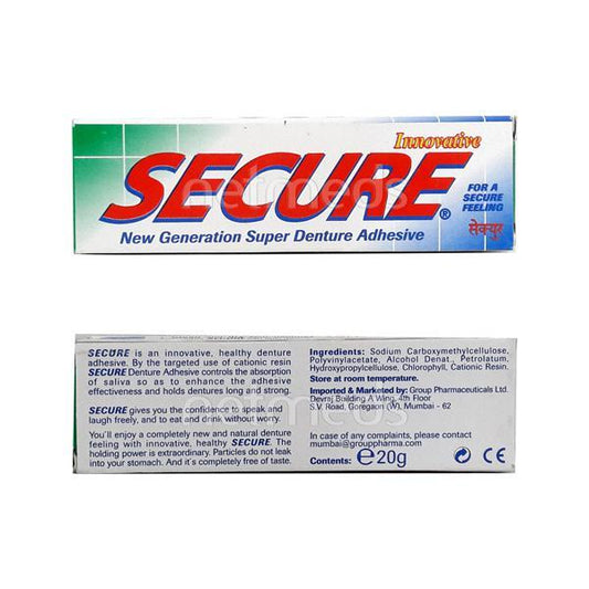 Secure Adhesive Cream 20gm - Global Surgicals