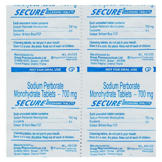 SECURE Cleansing Tablet 4's - Global Surgicals
