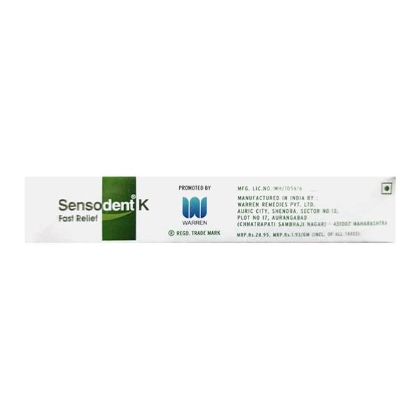 SENSODENT K FAST RELIEF Tooth Paste 15g - Global Surgicals
