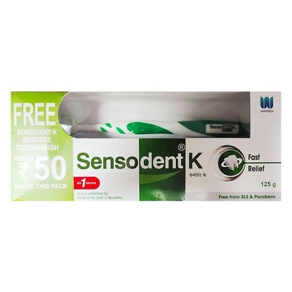 SENSODENT K FAST RELIEF (TOOTHBRUSH FREE) Paste 125g - Global Surgicals