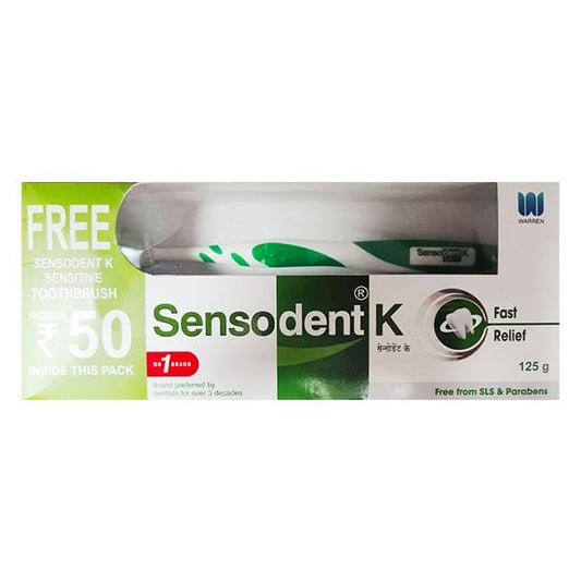 SENSODENT K FAST RELIEF (TOOTHBRUSH FREE) Paste 125g - Global Surgicals