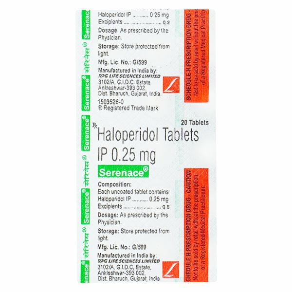 SERENACE 0.25 Tablet 20's - Global Surgicals