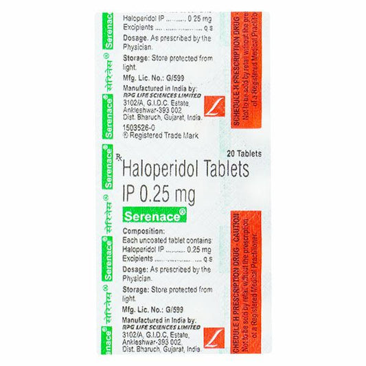 SERENACE 0.25 Tablet 20's - Global Surgicals