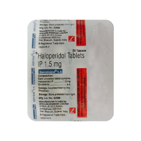 SERENACE 1.5 Tablet 20's - Global Surgicals