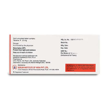 Sibolone 2.5mg Tablet 15'S - Global Surgicals