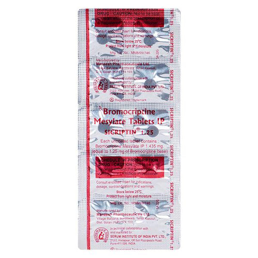 Sicriptin 1.25mg Tablet 10'S - Global Surgicals