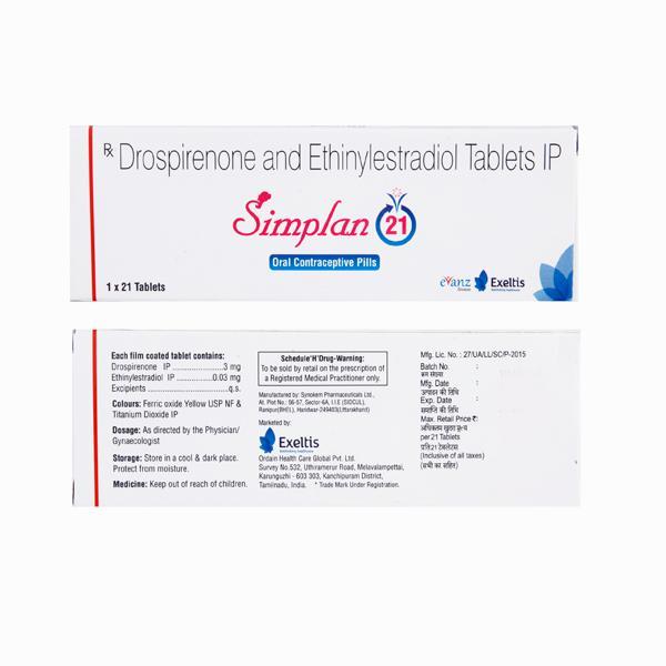 Simplan 0.03/3mg Tablet 21'S - Global Surgicals