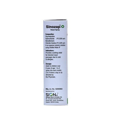 SINOZAP O ADULT Nasal Spray 10ml - Global Surgicals