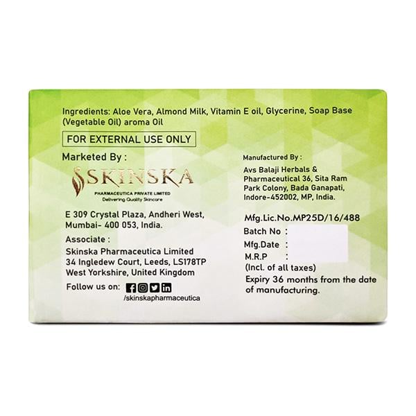 SKINSKA NATURALS ALOE VERA ALMOND MILK & VITAMIN E Soap 125gm - Global Surgicals