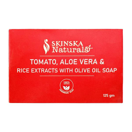 SKINSKA NATURALS TOMATO ALOE VERA & RICE EXTRACTS WITH OLIVE OIL Soap 125gm - Global Surgicals